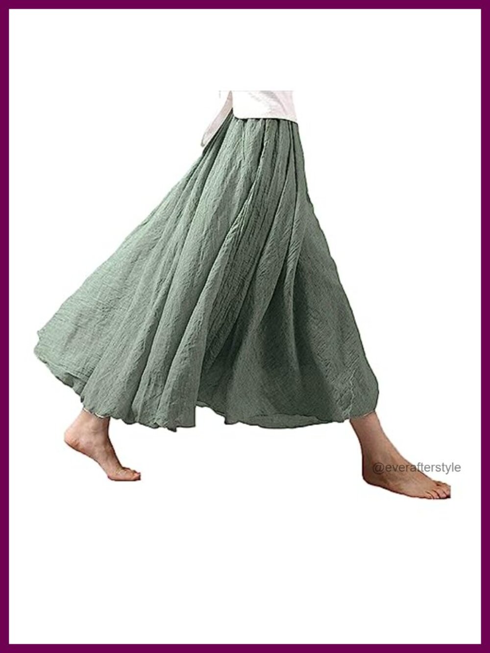 Bohemian Cotton Linen Elastic Waist A-Line Maxi Skirt for Beach
